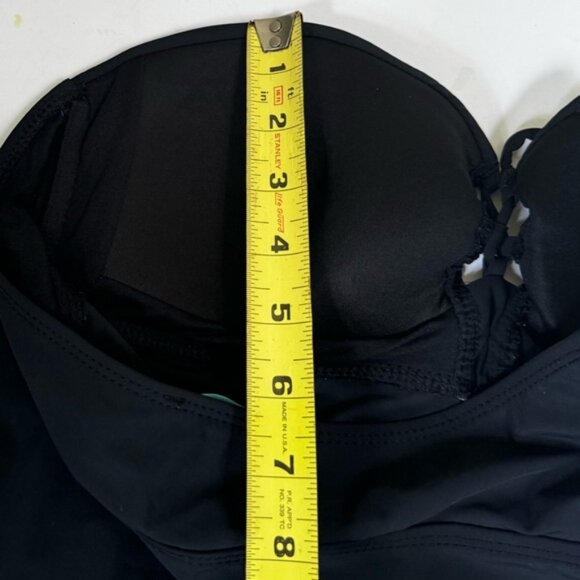 SPANX AssetsNEW LaceUp Ruched Tankini Halter Bikini Top Control Slimming Black M - Picture 16 of 16